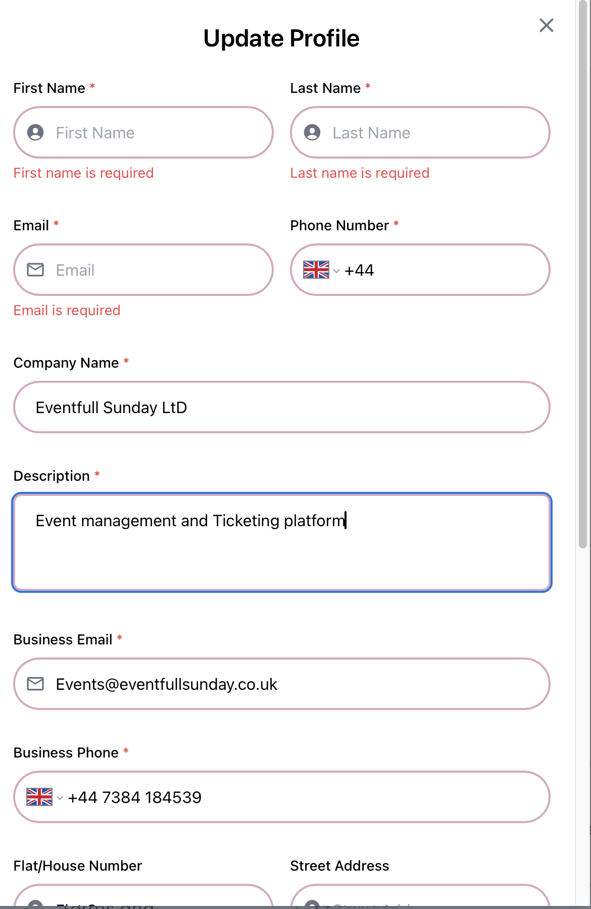 organzier.eventfullsunday.co.uk update profile